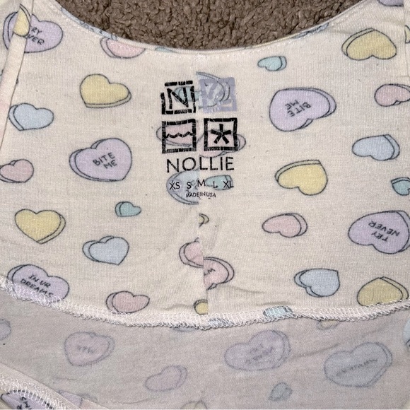 3/$15 Nollie Sweathearts Valentines Pj Cropped Tank XS - Picture 4 of 4